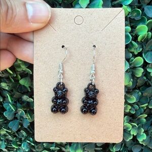 Black “Gummie” Bear Earrings Material is Acrylic